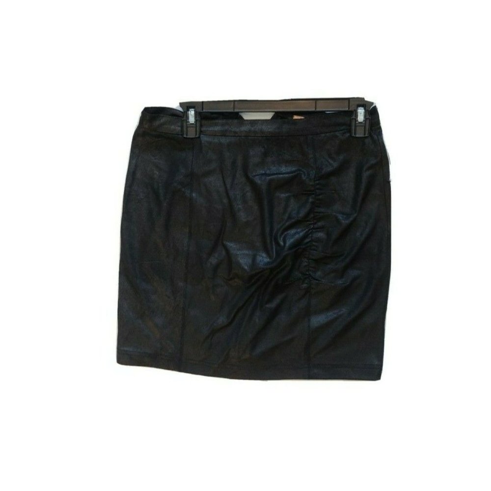 Free People Women's Black Faux Leather Rumi Ruched